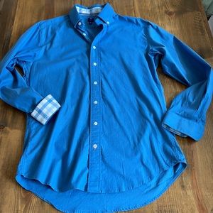 FootJoy Mens Dress shirt. Blue. Plaid Cuff. Quality Fabric. Med